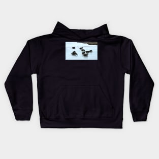 Canadian Geese Flock Resting On The Snow Kids Hoodie